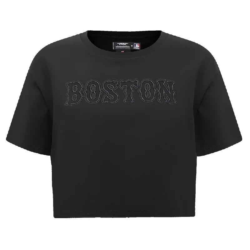 MLB BOSTON RED SOX NEUTRAL WOMENS BOXY TEE (BLACK) Terry Blend Velvet Blend Canvas Blend MLB BOSTON RED SOX NEUTRAL WOMENS BOXY TEE (BLACK) Terry Blend Velvet Blend Canvas Blend