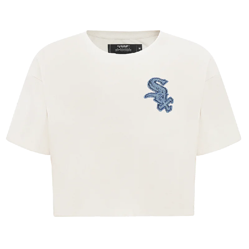 MLB CHICAGO WHITE SOX VARSITY BLUES WOMEN'S BOXY TEE (LINEN) Solid Color Striped Floral