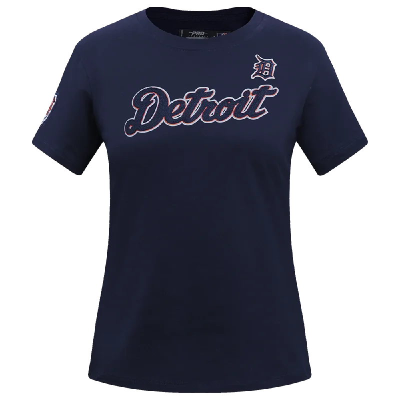 MLB DETROIT TIGERS CLASSIC WOMEN'S SLIM FIT TEE (MIDNIGHT NAVY) Cotton Fabric Linen Fabric Terry Fabric MLB DETROIT TIGERS CLASSIC WOMEN'S SLIM FIT TEE (MIDNIGHT NAVY) Cotton Fabric Linen Fabric Terry Fabric