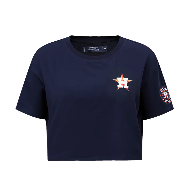 MLB HOUSTON ASTROS CLASSIC WOMEN'S BOXY TEE (MIDNIGHT NAVY) Real Fur Shearling Chenille MLB HOUSTON ASTROS CLASSIC WOMEN'S BOXY TEE (MIDNIGHT NAVY) Real Fur Shearling Chenille