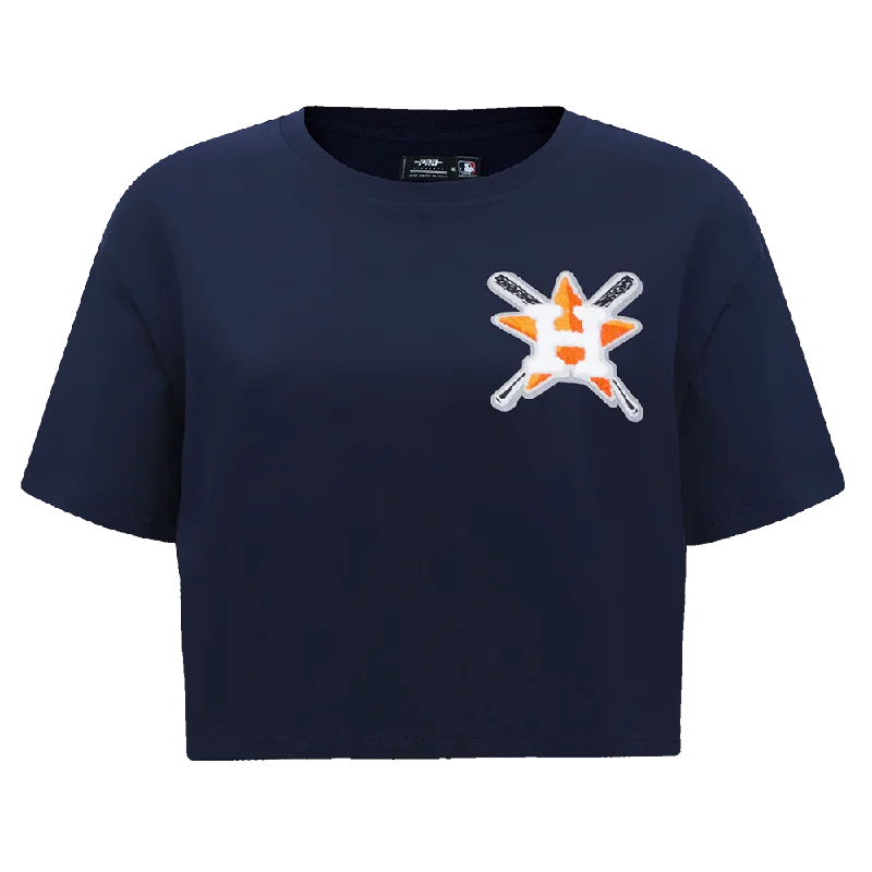 MLB HOUSTON ASTROS MASHUP WOMEN'S BOXY TEE (MIDNIGHT NAVY) Elasticated Padded Insulated MLB HOUSTON ASTROS MASHUP WOMEN'S BOXY TEE (MIDNIGHT NAVY) Elasticated Padded Insulated