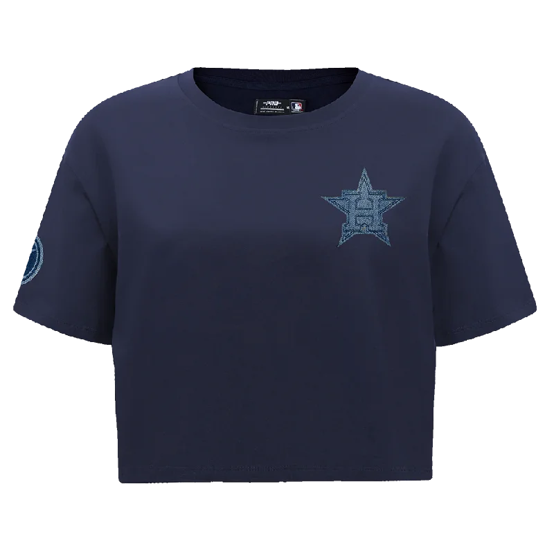 MLB HOUSTON ASTROS VARSITY BLUES WOMEN'S BOXY TEE (MIDNIGHT NAVY) Cozy Warm Stylish