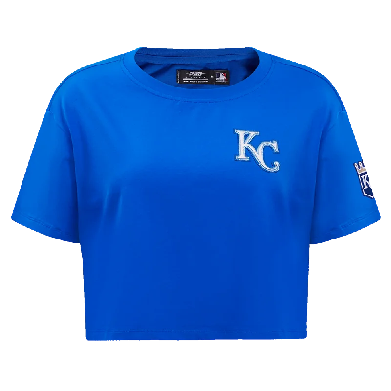 MLB KANSAS CITY ROYALS CLASSIC WOMEN'S BOXY TEE (ROYAL BLUE) Spandex Blend Rayon Blend Denim Blend MLB KANSAS CITY ROYALS CLASSIC WOMEN'S BOXY TEE (ROYAL BLUE) Spandex Blend Rayon Blend Denim Blend