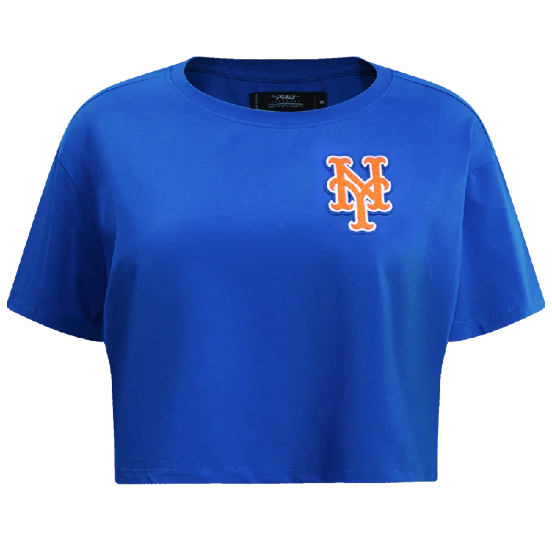 MLB NEW YORK METS CLASSIC WOMEN'S BOXY TEE (ROYAL BLUE) Front Pockets Side Pockets Patch Pockets MLB NEW YORK METS CLASSIC WOMEN'S BOXY TEE (ROYAL BLUE) Front Pockets Side Pockets Patch Pockets