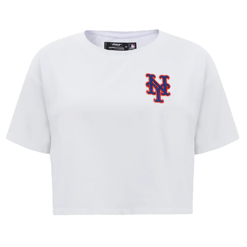 MLB NEW YORK METS CLASSIC WOMEN'S BOXY TEE (WHITE) Machine Wash Dry Clean Hand Wash