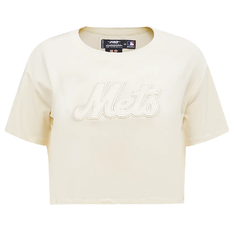 MLB NEW YORK METS NEUTRAL WOMEN'S BOXY TEE (EGGSHELL) Striped Floral Plaid