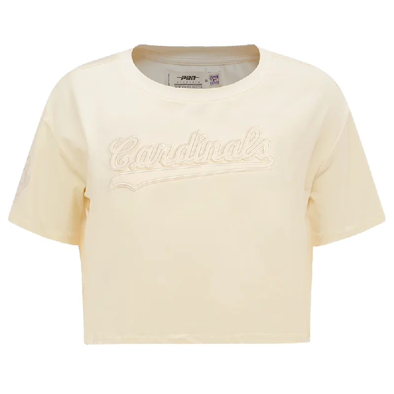 MLB ST.LOUIS CARDINALS NEUTRAL WOMEN'S BOXY TEE (EGGSHELL) Welt Pockets Slit Pockets Flap Pockets MLB ST.LOUIS CARDINALS NEUTRAL WOMEN'S BOXY TEE (EGGSHELL) Welt Pockets Slit Pockets Flap Pockets