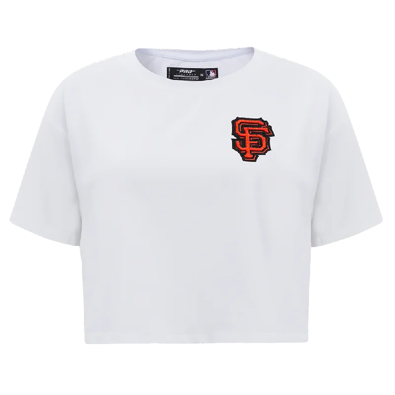 MLB SAN FRANCISCO GIANTS CLASSIC WOMEN'S BOXY TEE (WHITE) Handmade Hand-knitted Hand-woven