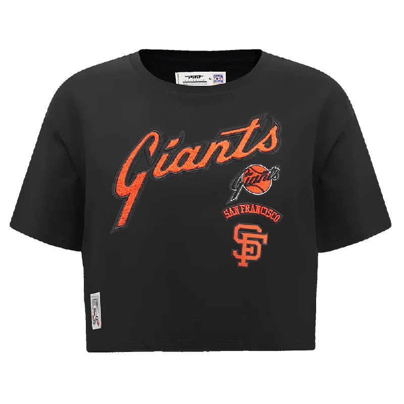 MLB SAN FRANCISCO GIANTS RETRO CLASSIC WOMEN'S BOXY TEE (BLACK) Cozy Warm Stylish