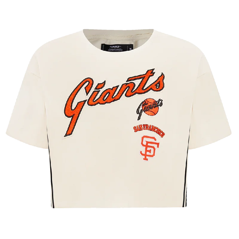 MLB SAN FRANCISCO GIANTS RETRO CLASSIC WOMEN'S BOXY TEE (EGGSHELL) Seamless Knitted Crochet MLB SAN FRANCISCO GIANTS RETRO CLASSIC WOMEN'S BOXY TEE (EGGSHELL) Seamless Knitted Crochet