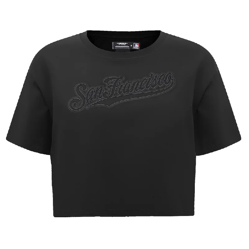 MLB SAN FRANCISCO GIANTS NEUTRAL WOMEN'S BOXY TEE (BLACK) Boxy Fit Fitted Loose