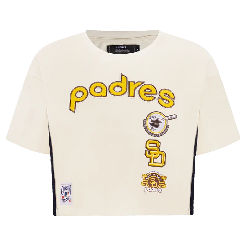 MLB SAN DIEGO PADRES RETRO CLASSIC WOMEN'S BOXY TEE (EGGSHELL) Elegant Classic Vintage MLB SAN DIEGO PADRES RETRO CLASSIC WOMEN'S BOXY TEE (EGGSHELL) Elegant Classic Vintage