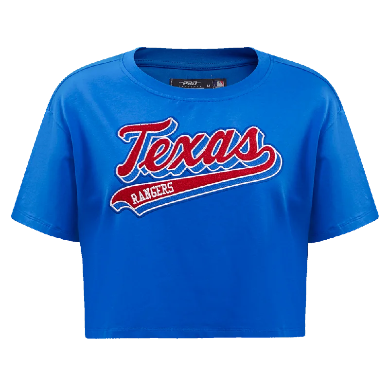 MLB TEXAS RANGERS SCRIPT TAIL WOMEN'S SJ BOXY TEE (ROYAL BLUE) Casual Formal Business MLB TEXAS RANGERS SCRIPT TAIL WOMEN'S SJ BOXY TEE (ROYAL BLUE) Casual Formal Business
