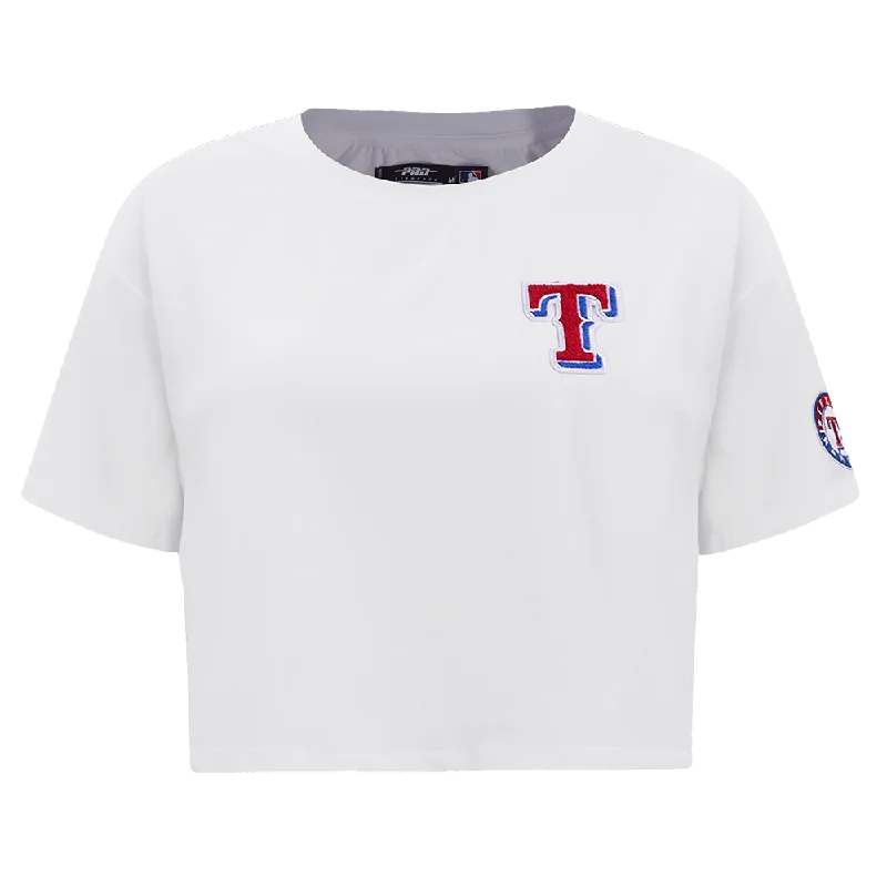 MLB TEXAS RANGERS CLASSIC WOMEN'S BOXY TEE (WHITE) Collared T-Shirt Boat Neck A-Line MLB TEXAS RANGERS CLASSIC WOMEN'S BOXY TEE (WHITE) Collared T-Shirt Boat Neck A-Line