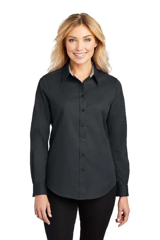 Port Authority Womens Easy Care Wrinkle Resistant Long Sleeve Button Down Shirt - Classic Navy Blue