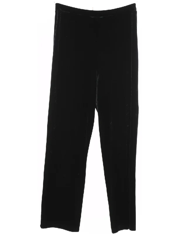 Black Classic Velvet Trousers - W28 L29 Trousers Capri Summer