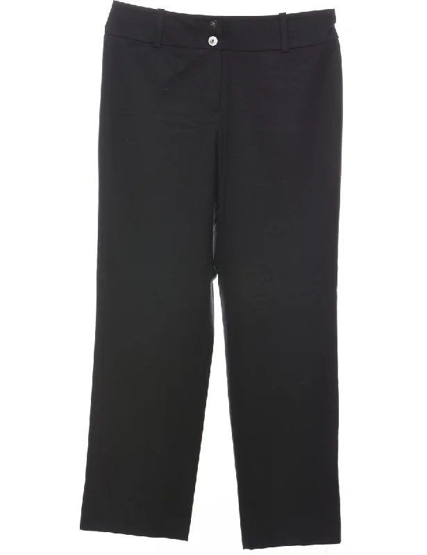 Black Straight-Fit Trousers - W32 L30 Trousers Flared Retro