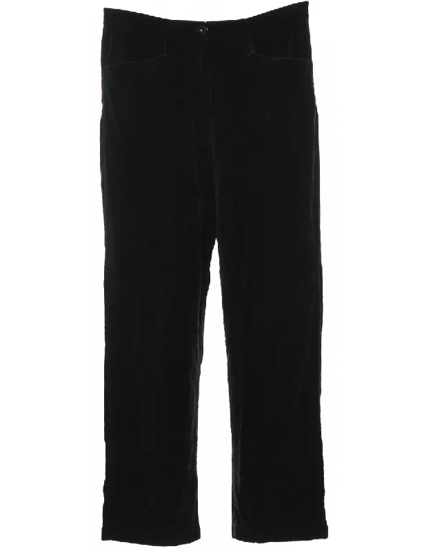 Black Velvet Trousers - W30 L29 Trousers Tapered Slim Fit