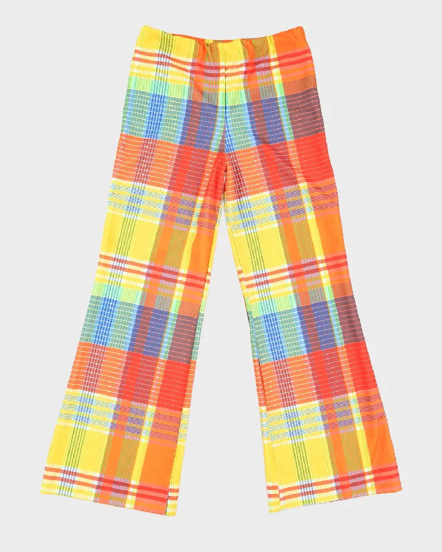 Bright Check Vintage Trousers - XS Trousers Elastic Waist Soft