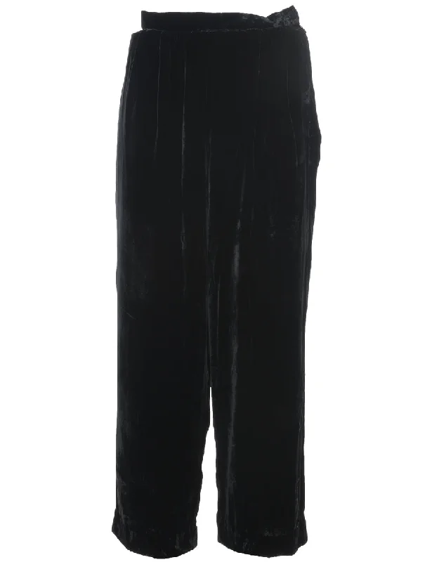 Casual Black Velvet Trousers - W27 L26 Trousers Chinos Classic