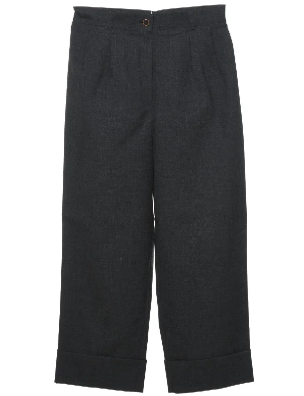 Dark Grey Classic Trousers - W29 L25 Trousers Elastic Waist Soft
