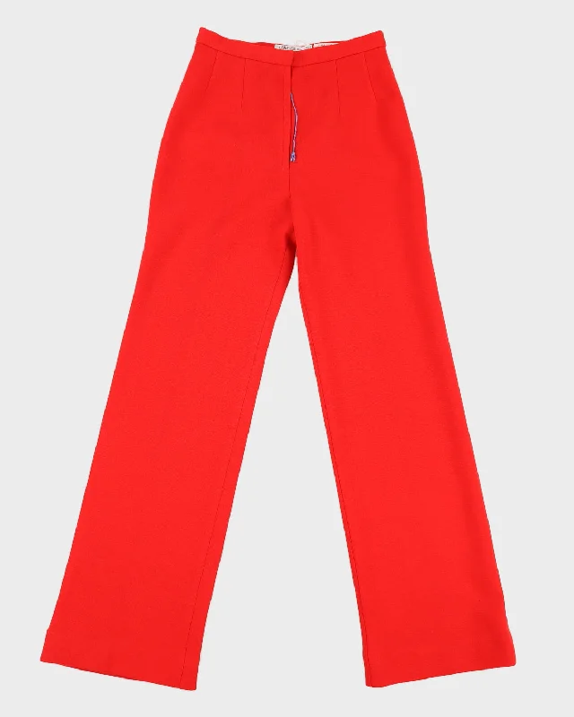 Deadstock 1970s Red Trousers - XS Trousers Pleated Formal