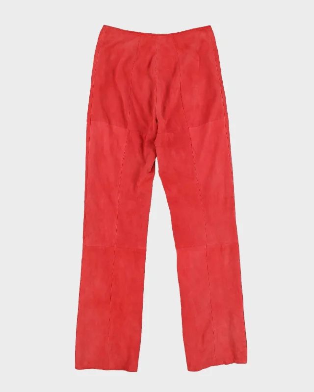 Red Suede Trousers - W26 L31 Trousers Denim Distressed