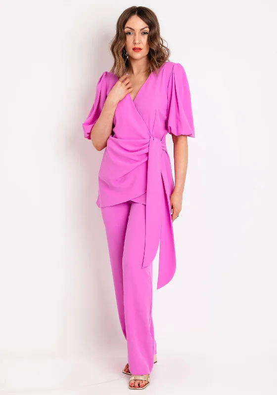 Role Mode Lenda Wrap Top & Trouser Two Piece, Rosa Trousers luxurious premium