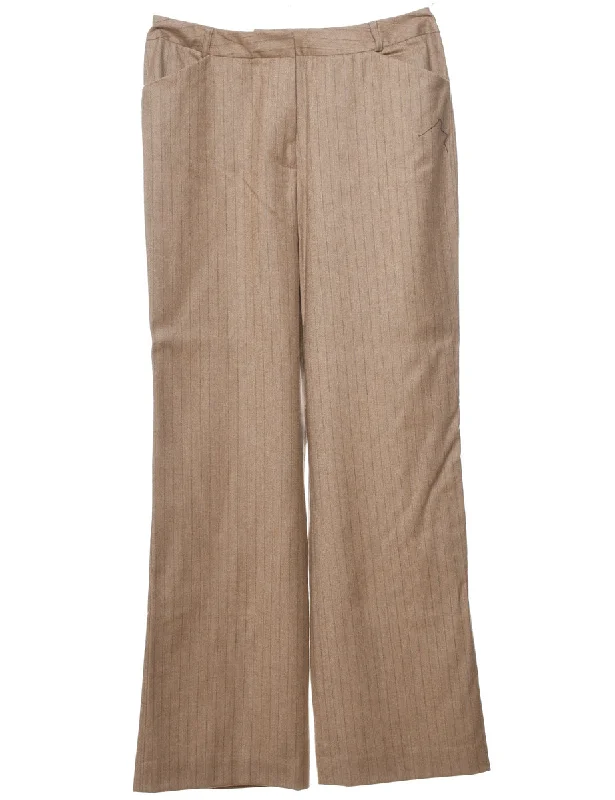 Striped Light Brown Trousers - W30 L32 Skinny Trousers Denim Stretchy