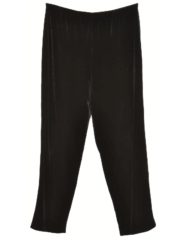 Velvet Fabric Black Classic Trousers - W30 L32 Trousers Prom Sequined