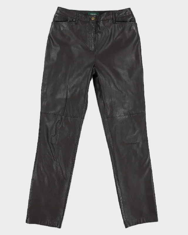 Vintage 90s Lauren By Ralph Lauren Brown Leather Trousers - W30 L31 Trousers Satin Smooth Vintage 90s Lauren By Ralph Lauren Brown Leather Trousers - W30 L31 Trousers Satin Smooth
