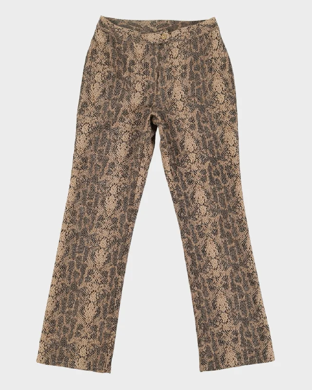 Vintage 90s Star CCC Brown Reptile Print Trousers - W28 Trousers Leather Faux