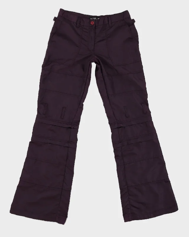 Y2K 00s Purple Nylon Tear Off Raver Trousers - S Trousers cozy soft