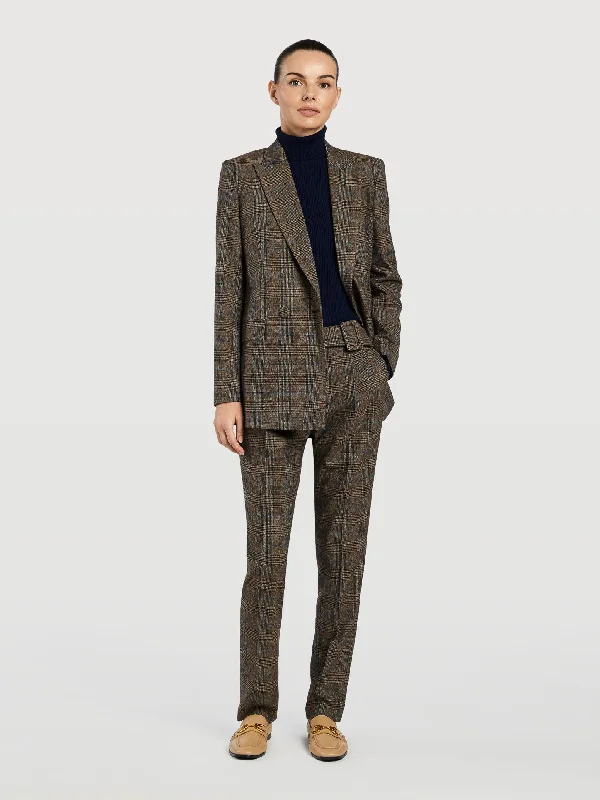 Checked Slim Fit Suit Trousers Trousers Palazzo Wide Leg