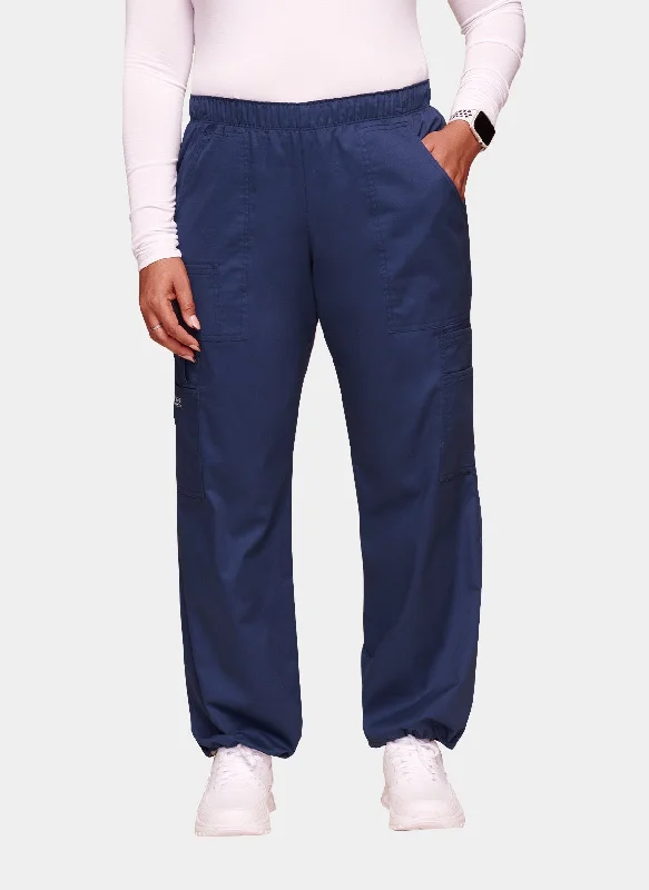Cherokee Core Stretch Mid Rise Pull-On Cargo Scrub Trousers WWE4005 - Navy Trousers versatile functional
