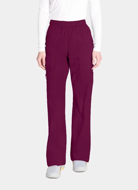 Cherokee Core Stretch Mid Rise Pull-On Cargo Scrub Trousers WWE4005 - Wine Trousers sophisticated sleek