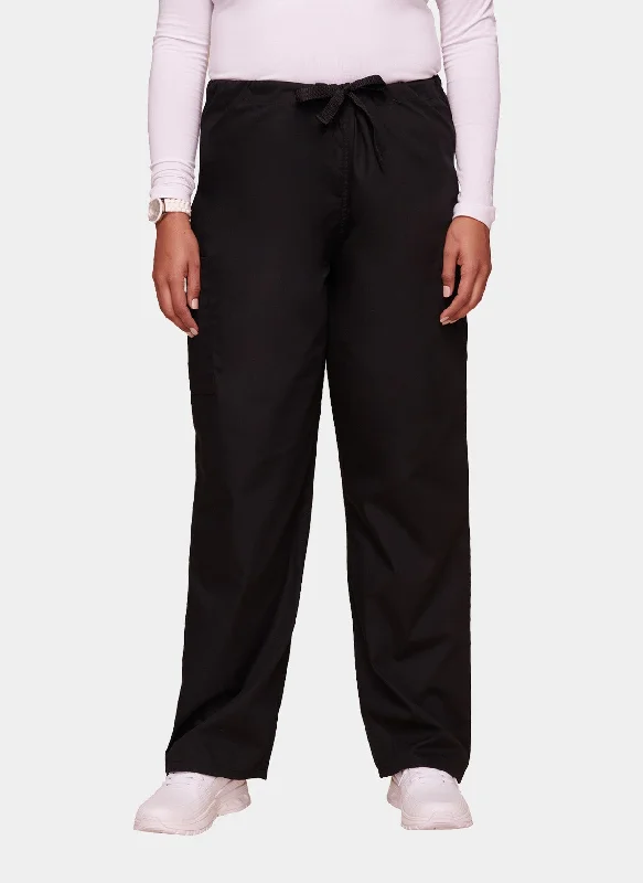 Cherokee Unisex Drawstring Scrub Trousers - Black Trousers fashionable chic