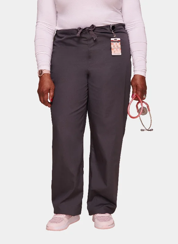 Cherokee Unisex Drawstring Scrub Trousers - Pewter Wide Leg Loose Fit Mid Waist