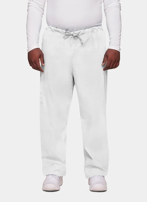 Cherokee Unisex Drawstring Scrub Trousers - White Chinos Cotton Straight Leg
