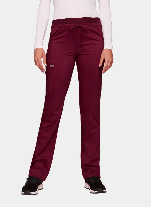 Cherokee WW Revolution Mid Rise Tapered Leg Drawstring Scrub Trousers WWE105 - Wine Trousers Bestseller Popular