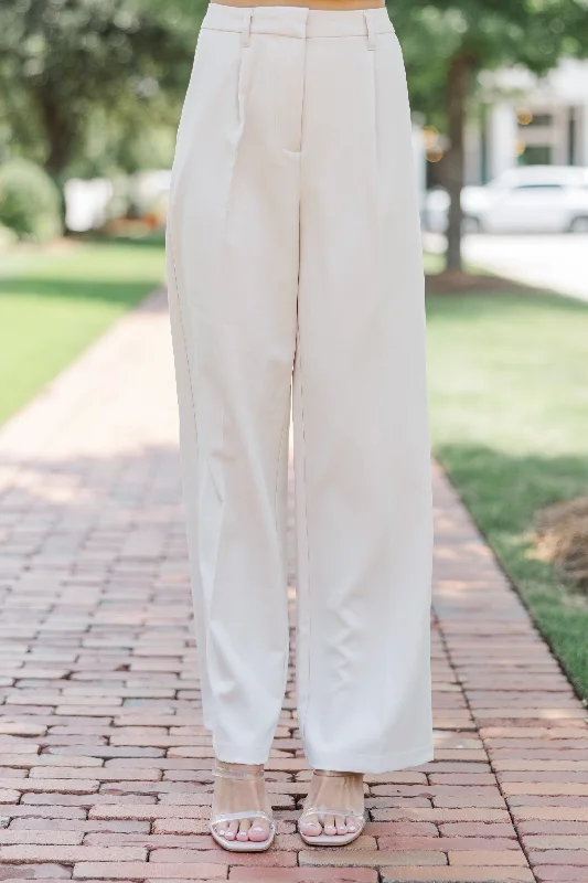 Take A Walk Oatmeal Wide Leg Trousers Trousers Winter Warm
