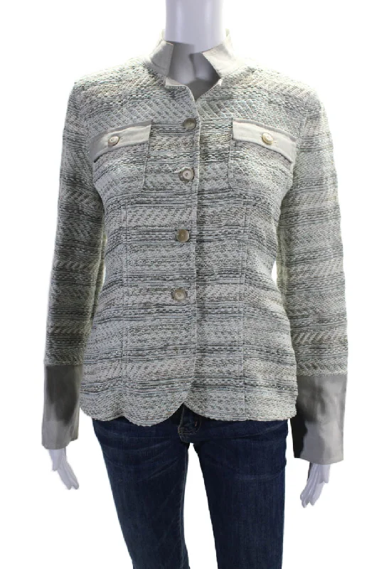 Armani Collezioni Women's Round Neck Long Sleeves Multicolor Jacket Elasticated Jacket Padded Jacket Insulated Jacket