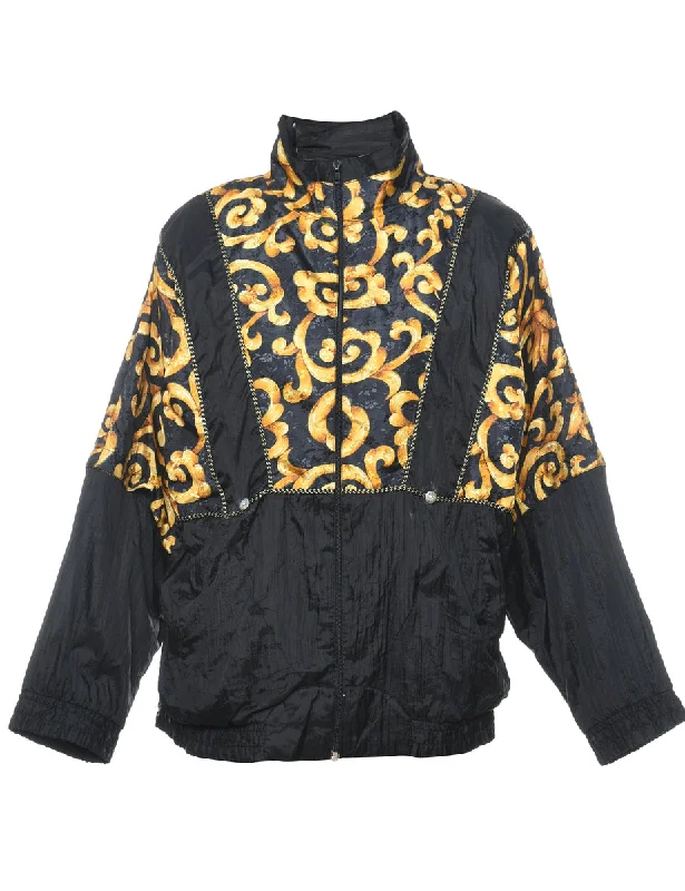 Black & Gold Patterned Nylon Jacket - S Striped Jacket Polka Dot Jacket Floral Jacket Black & Gold Patterned Nylon Jacket - S Striped Jacket Polka Dot Jacket Floral Jacket