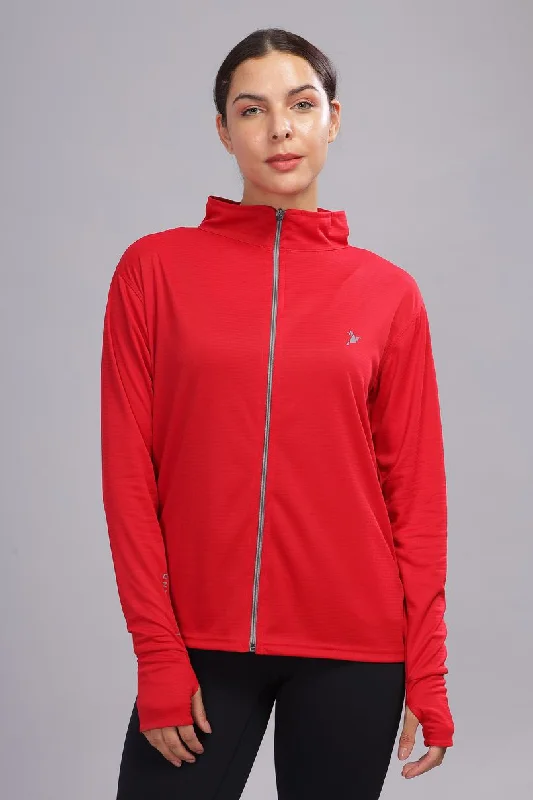Bright Red - Women's Sunblock Jacket Notch Collar Jacket Peter Pan Collar Jacket Cowl Neck Jacket Bright Red - Women's Sunblock Jacket Notch Collar Jacket Peter Pan Collar Jacket Cowl Neck Jacket