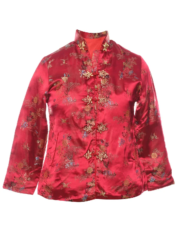 Brocade Design Red Traditional Evening Jacket - M Denim Fabric Leather Fabric Suede Fabric Brocade Design Red Traditional Evening Jacket - M Denim Fabric Leather Fabric Suede Fabric