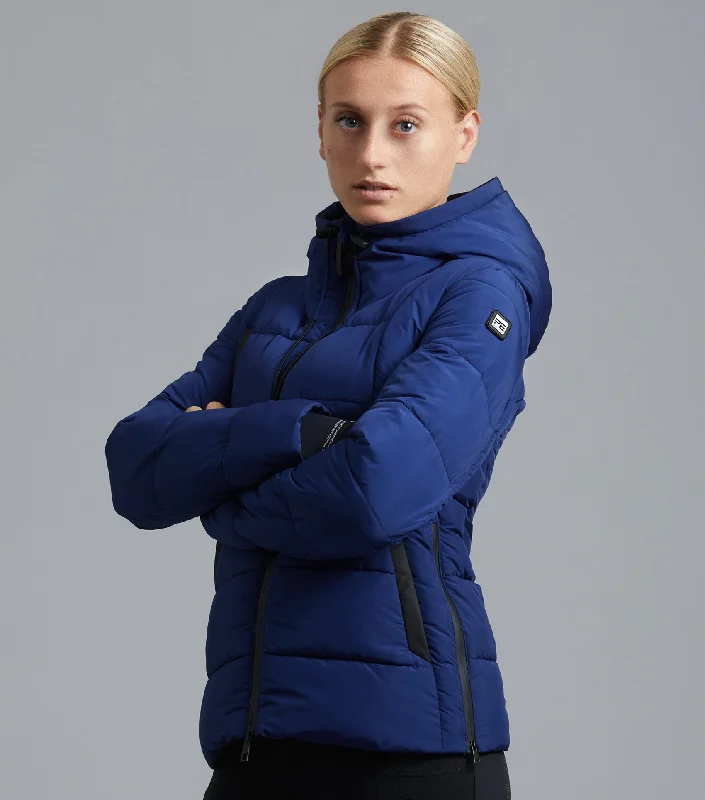 Casella Ladies Quilted Jacket Imperial Navy A-Line Jacket Boat Neck Shawl Collar