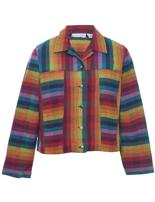 Checked Jacket - M Herringbone Jacket Houndstooth Jacket Plaid Jacket