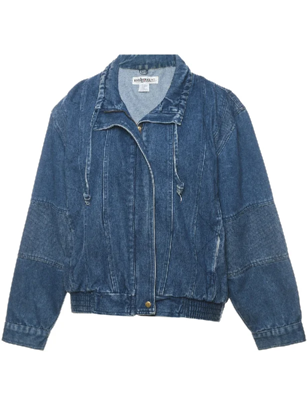 Classic Medium Wash Denim Jacket - L Hoodie Zip-Up Jacket Button-Up Jacket