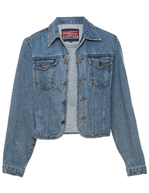 Classic Stone Wash Denim Jacket - M Chenille Jacket Brocade Jacket Lace Jacket