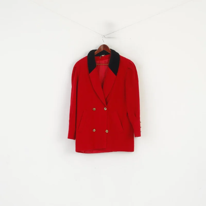 Vintage Women 14 L Jacket Red Pure Wool Double Breasted Gold Buttons Retro Coat Toggled Jacket Drawstring Jacket Belted Jacket Vintage Women 14 L Jacket Red Pure Wool Double Breasted Gold Buttons Retro Coat Toggled Jacket Drawstring Jacket Belted Jacket